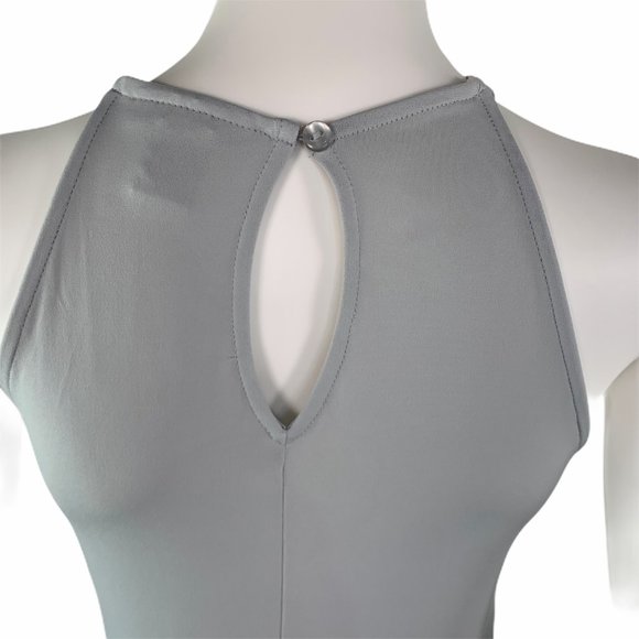 Bar III Gray Faux Wrap Sleeveless High Neck Dress - Picture 6 of 7